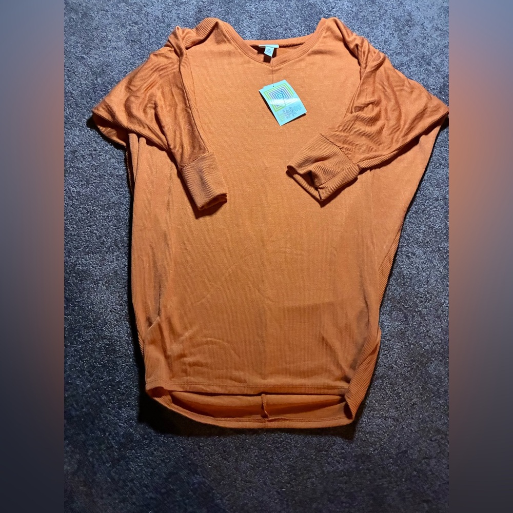 LuLaRoe Women's Ribbed Long Sleeve Top in Burnt Orange